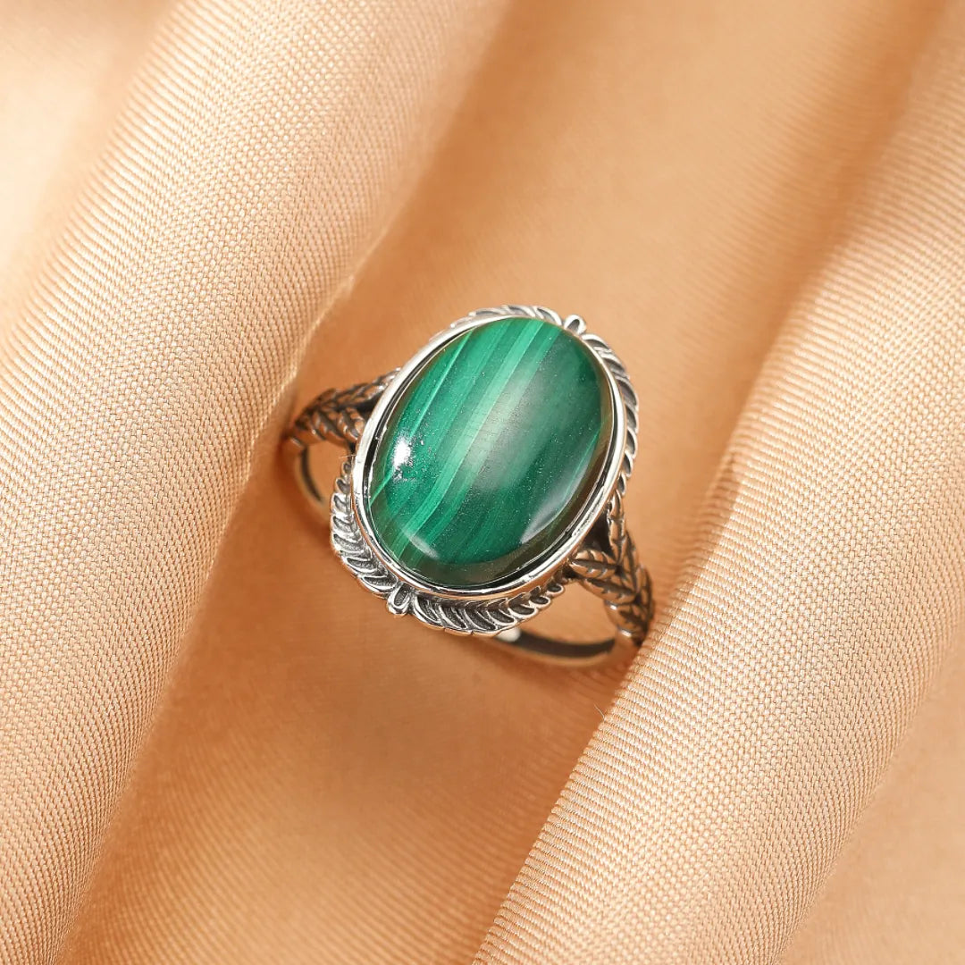 Bague Malachite "Aura Intemporelle" Argent