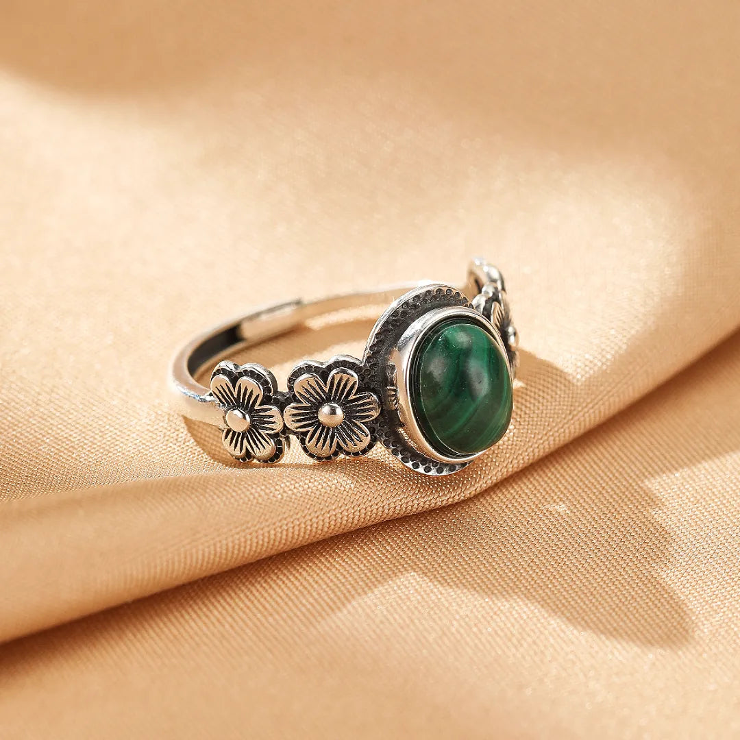 Bague Malachite "Essence Florale" Argent