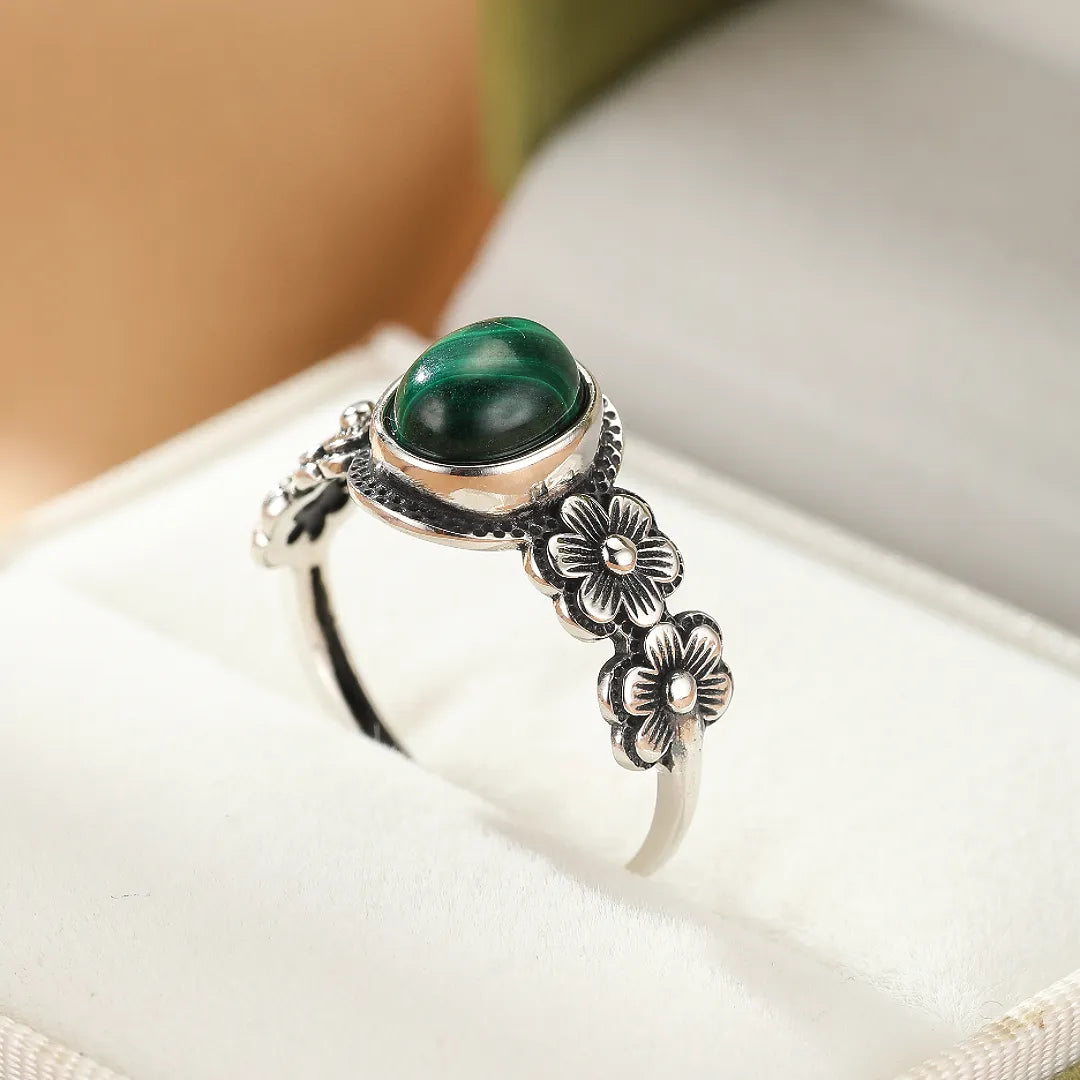 Bague Malachite "Essence Florale" Argent