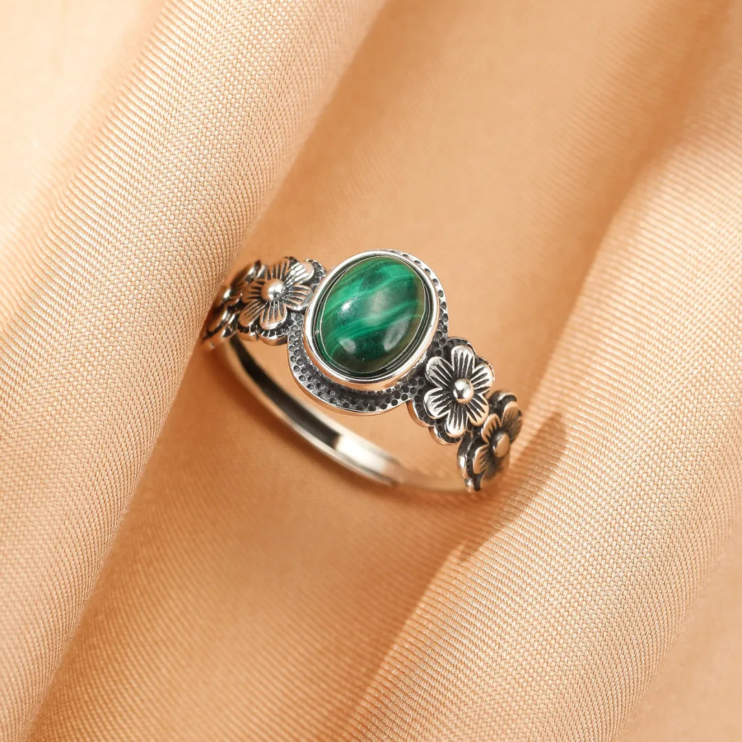 Bague Malachite "Essence Florale" Argent