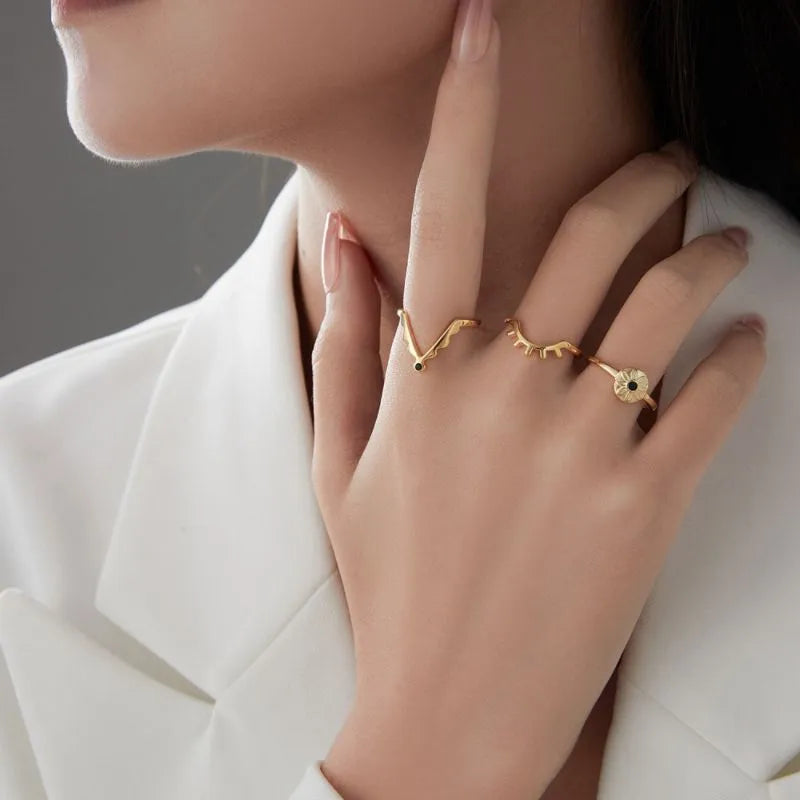 Bague Mauvais Œil "Öl der Sonne" Silber Vergoldet Gold