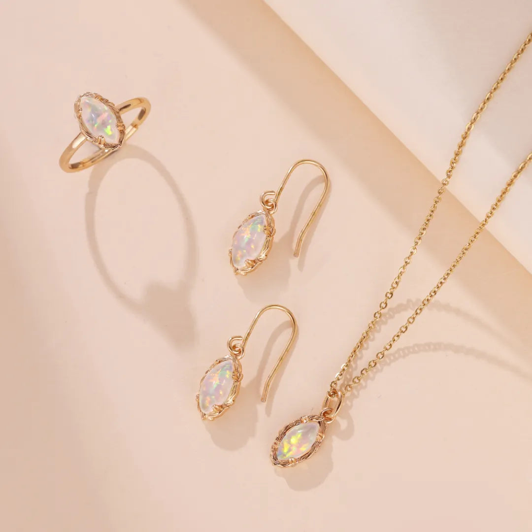 Opal Earrings "Enchanting Aura" Gold-Plated Silver