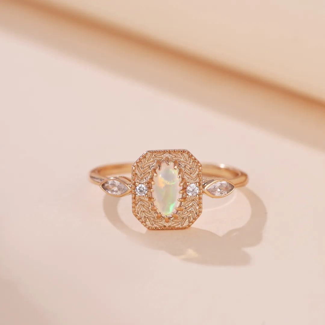 Opal Ring "Ears of Hope" Gold-Plated Silver