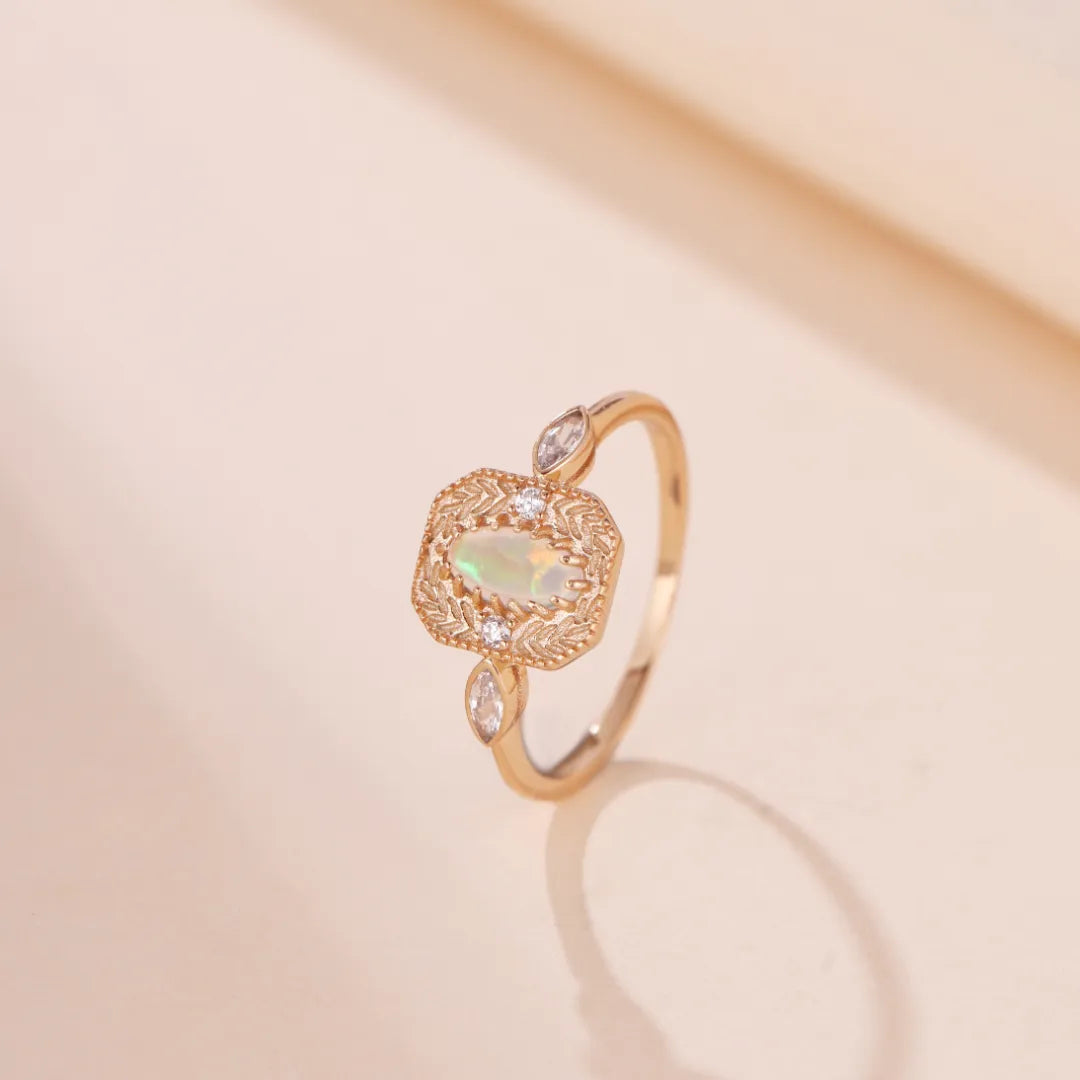 Opalring "Ähren der Hoffnung" Goldsilber