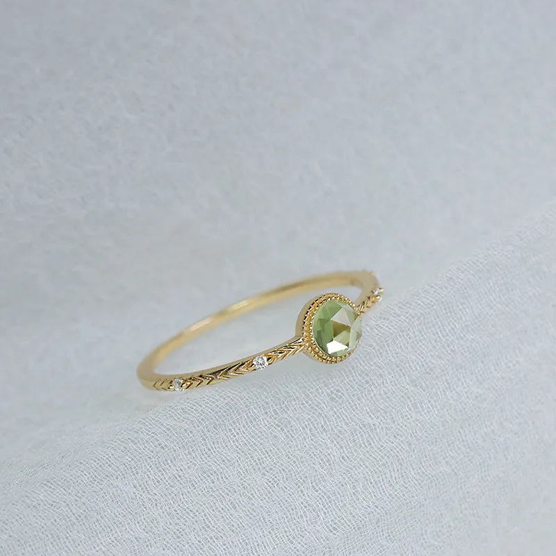 Peridot Ring "Refined Beauty" Gold-Plated Silver