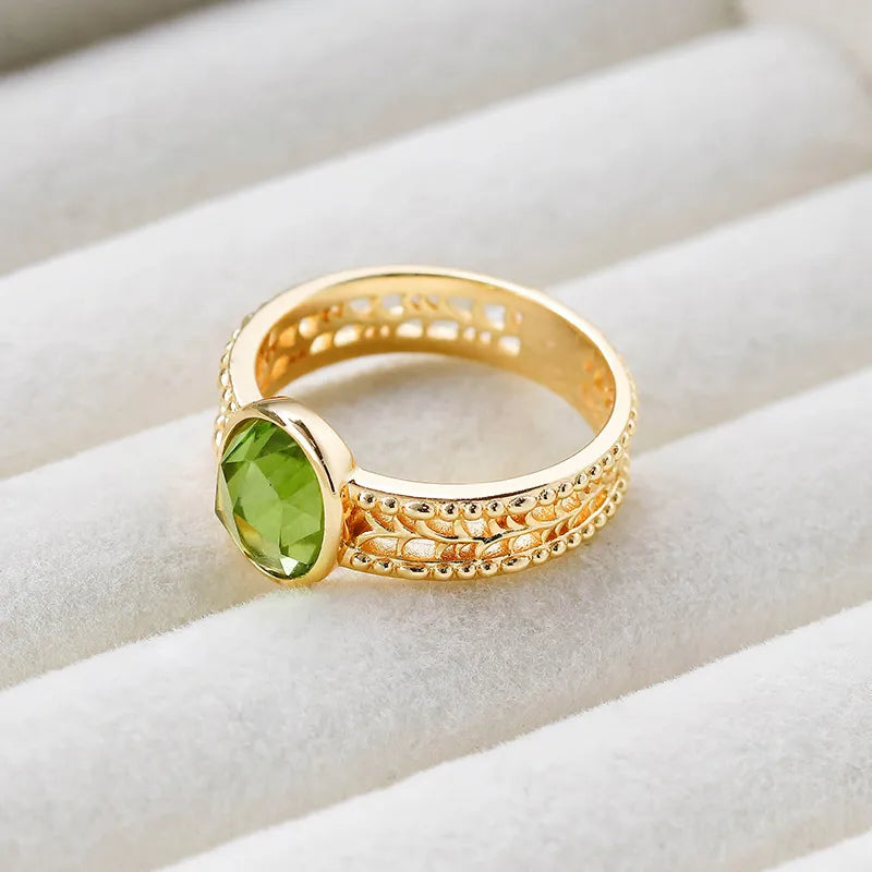 Peridot Ring "Relaxing Charm" Gold-Plated Silver