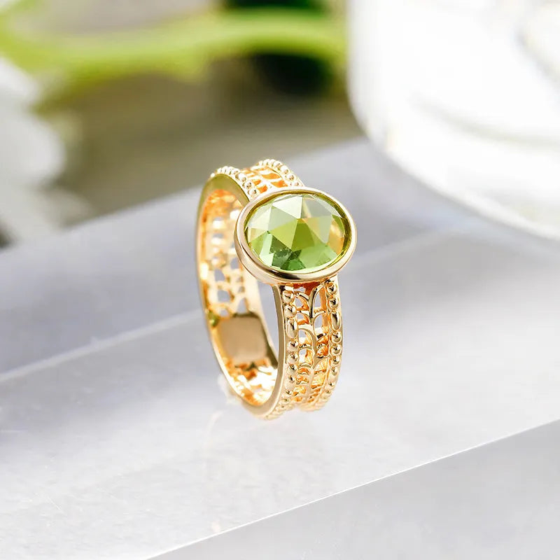 Peridot Ring "Relaxing Charm" Gold-Plated Silver