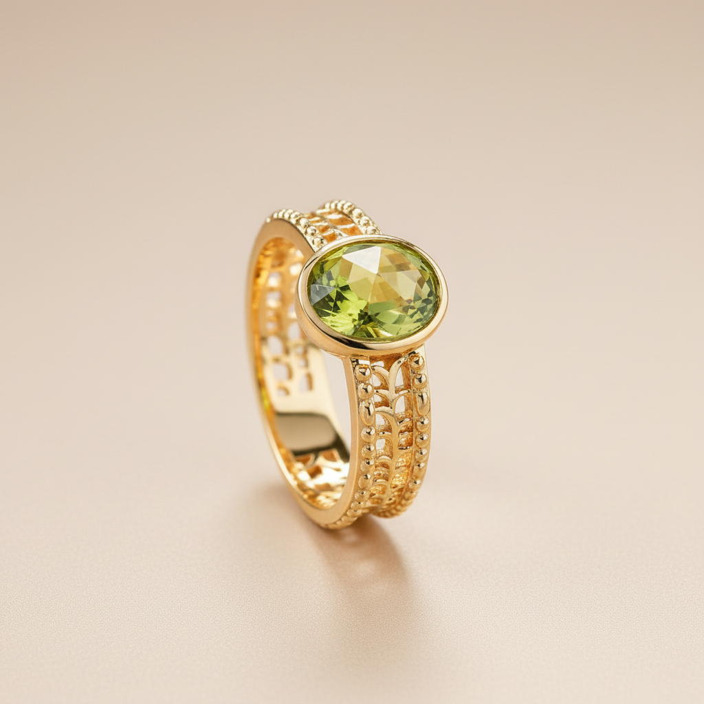 Peridot Ring "Entspannender Charme" Goldplattiert Silber