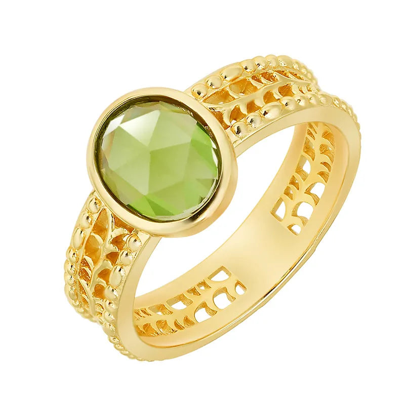 Peridot Ring "Relaxing Charm" Gold-Plated Silver