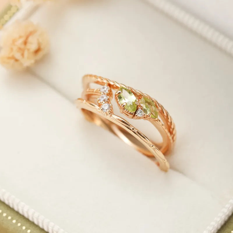 Peridot Ring "Wunderbarer Glanz" Goldplattiert Silber