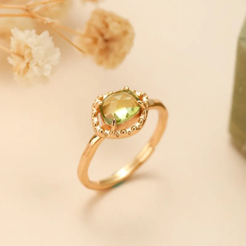 Bague Péridot "Éclat Positif" Argent Doré Or