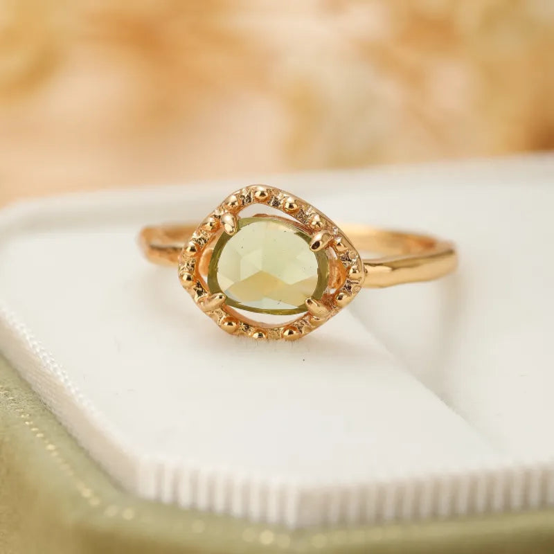 Bague Péridot "Éclat Positif" Argent Doré Or