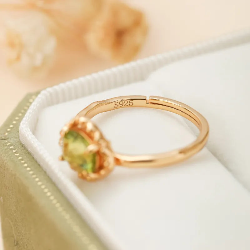 Bague Péridot "Éclat Positif" Argent Doré Or