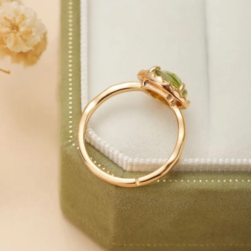 Bague Péridot "Éclat Positif" Argent Doré Or