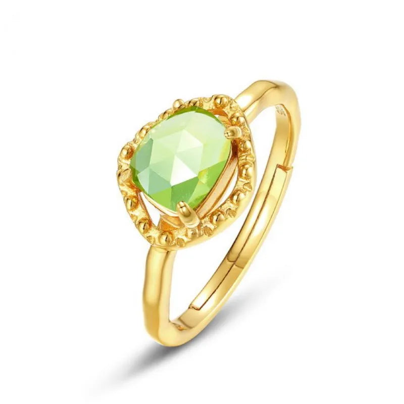 Bague Péridot "Éclat Positif" Argent Doré Or