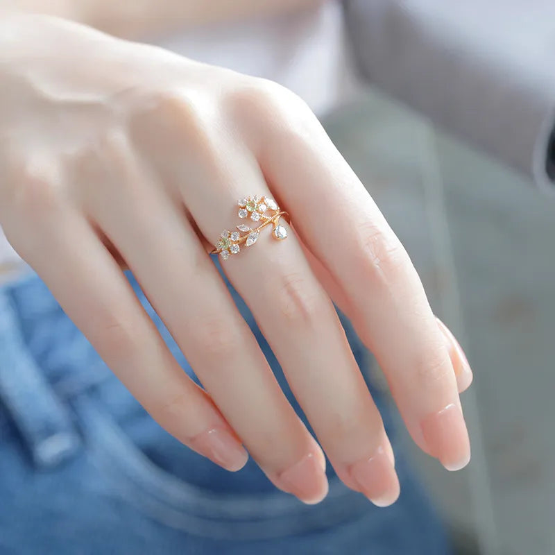 Peridot Ring "Daffodil Flower" Gold-Plated Silver