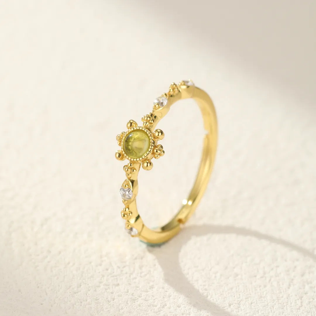 Peridot Ring "Luminous Force" Gold-Plated Silver