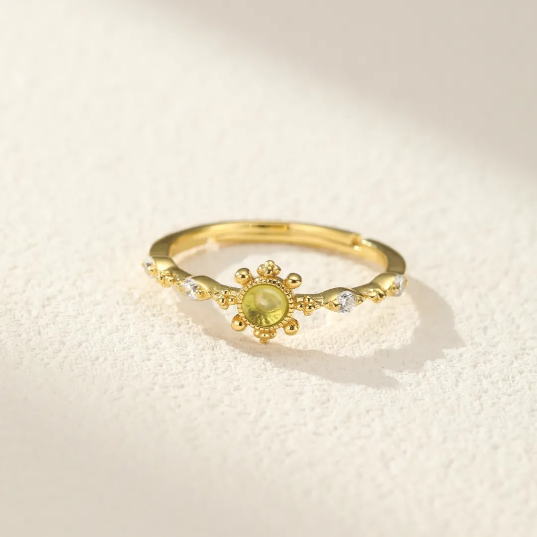 Peridot Ring "Luminous Force" Gold-Plated Silver