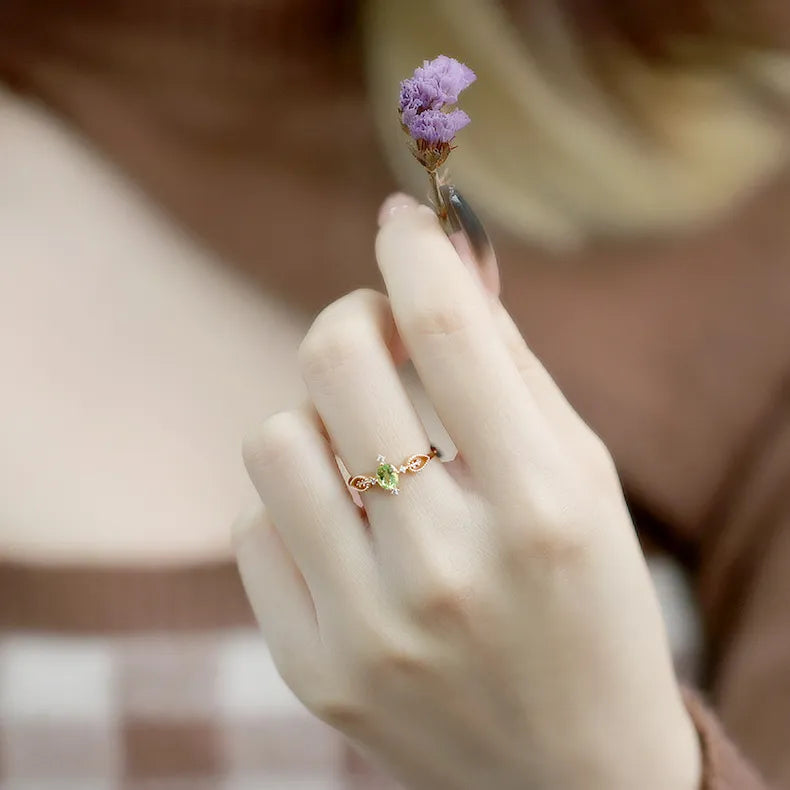 Anello Peridoto "Prosperità Interiore" Argento Dorato Oro