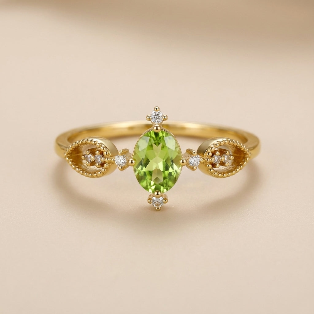 Anillo Peridoto "Prosperidad Interior" Plata Dorada