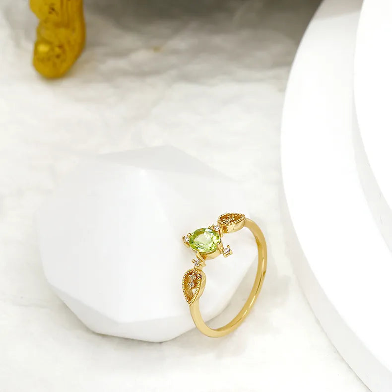 Anello Peridoto "Prosperità Interiore" Argento Dorato Oro