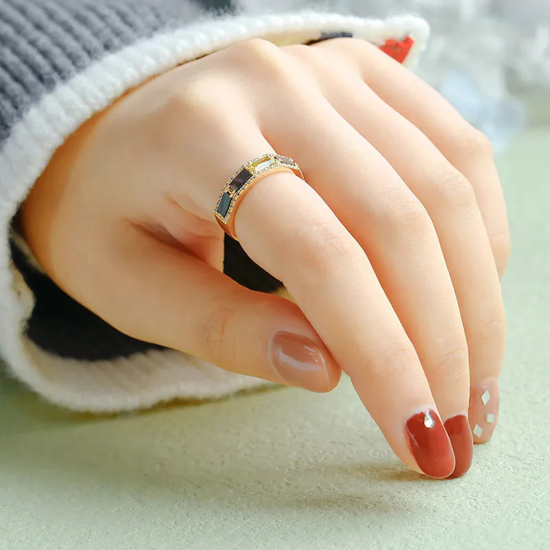 Peridot Ring "Luminous Reflections" Gold-Plated Silver