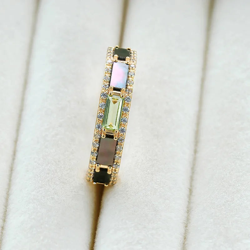 Bague Péridot "Reflets Lumineux" Argent Doré Or