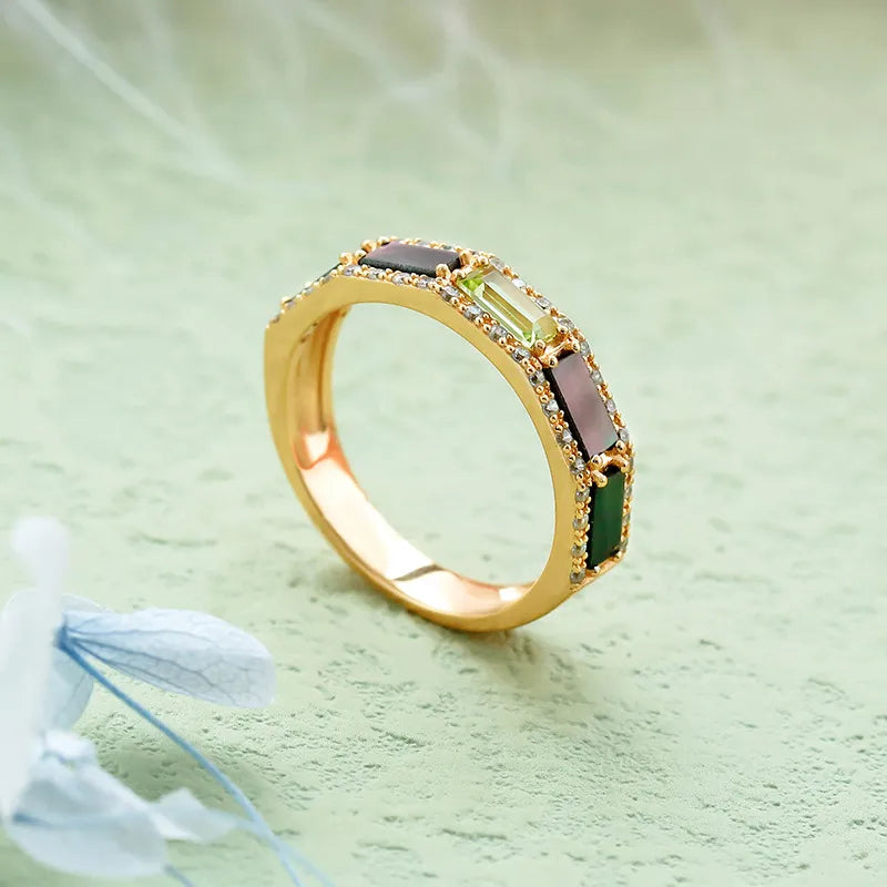 Bague Péridot "Reflets Lumineux" Argent Doré Or