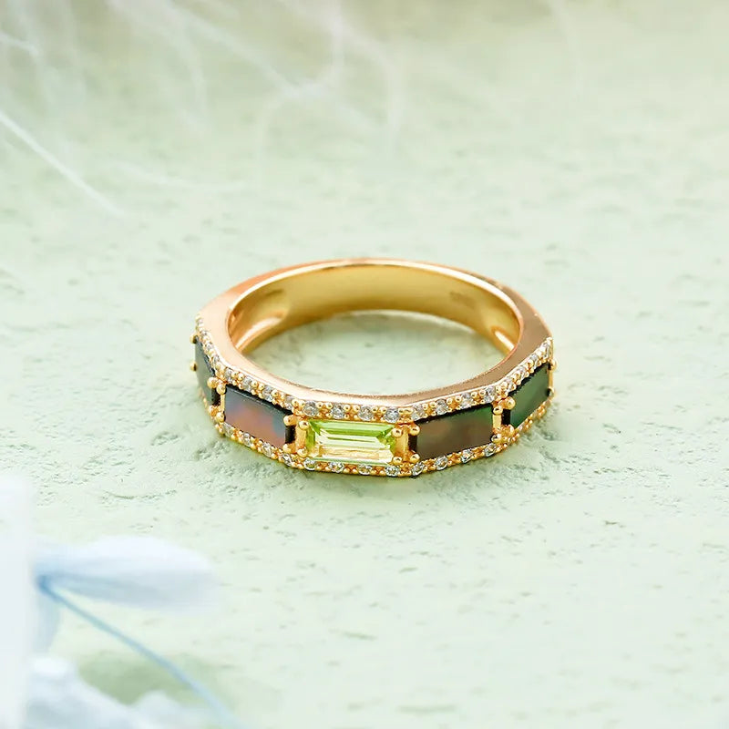 Bague Péridot "Reflets Lumineux" Argent Doré Or