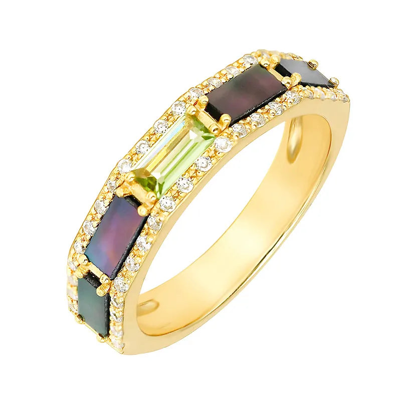 Bague Péridot "Reflets Lumineux" Argent Doré Or