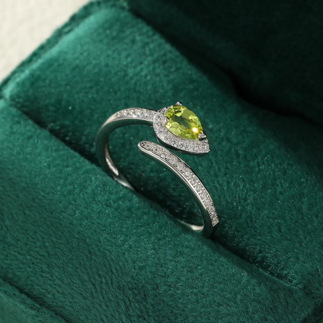 Bague Serpent Péridot "Lumière Vitale" Argent