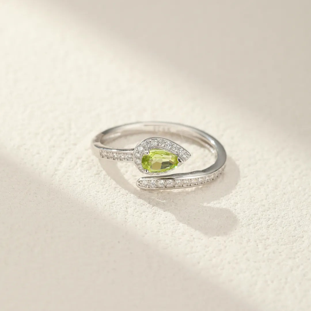 Bague Serpent Péridot "Lumière Vitale" Argent