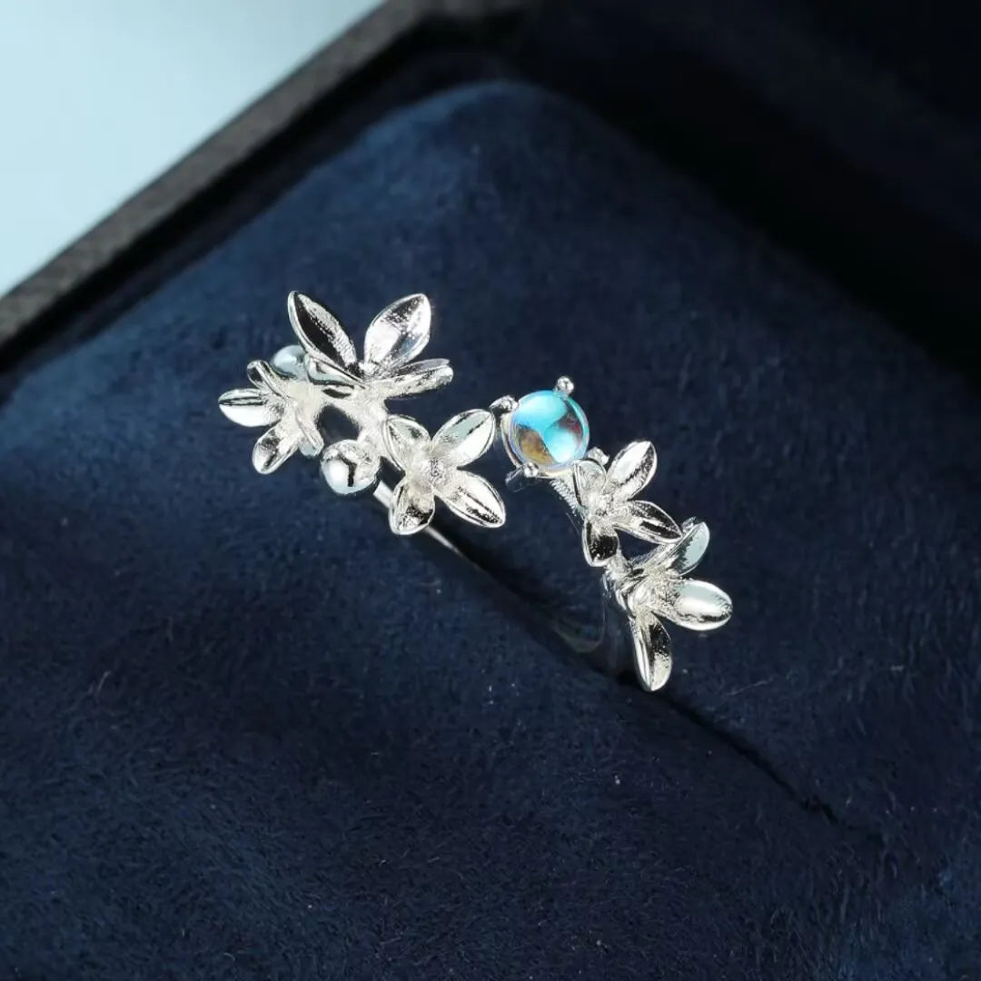 Mondsteinring "Himmlischer Halo" Silber