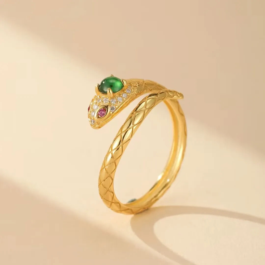 Snake Ring Jade "Snake Elegance" Silver