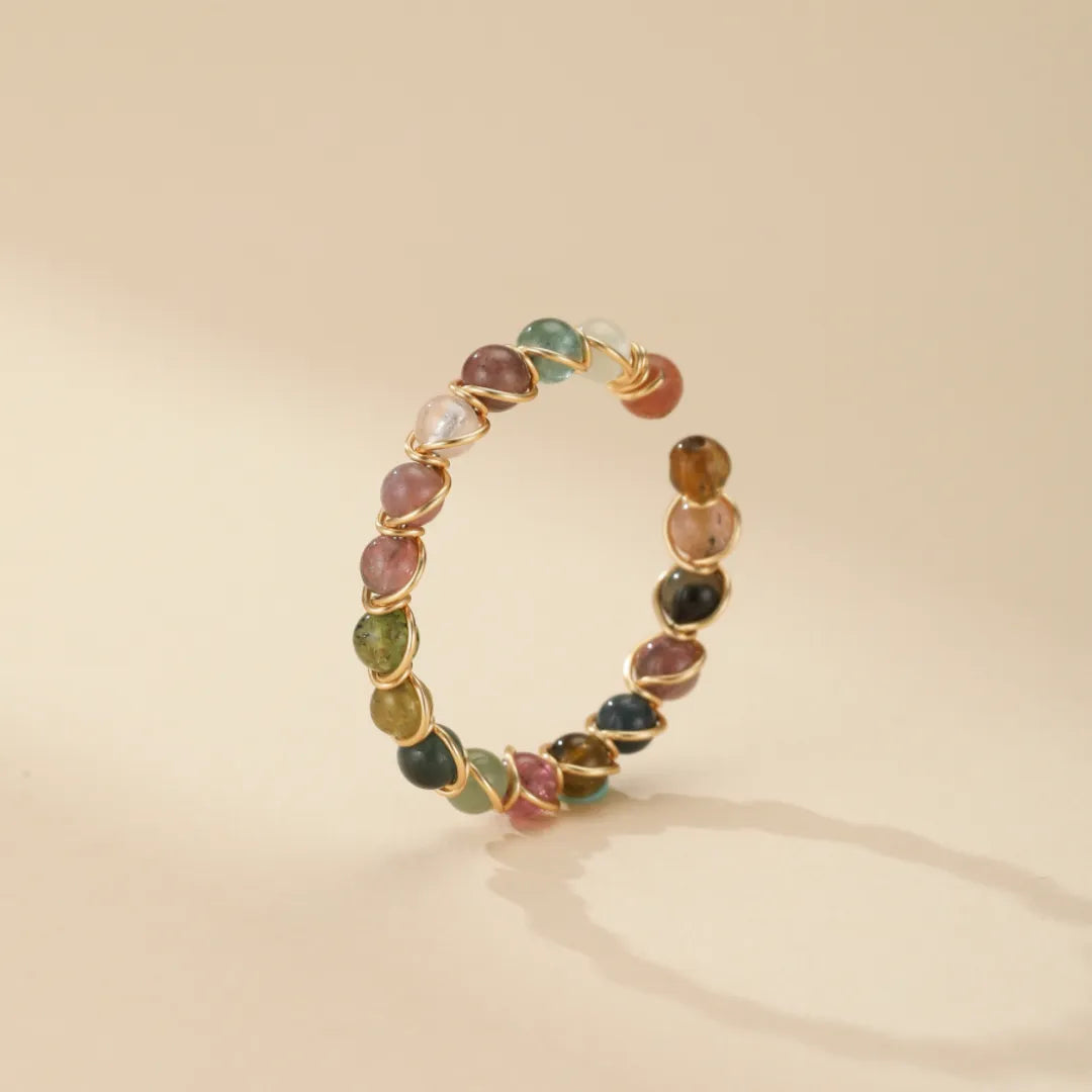 Bague Turmalin "Bunter Bogen" Vergoldet Gold