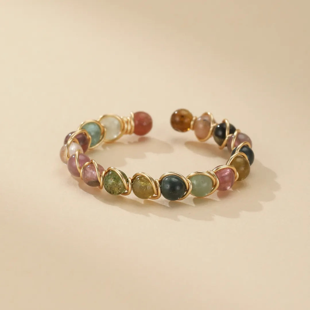 Bague Turmalin "Bunter Bogen" Vergoldet Gold