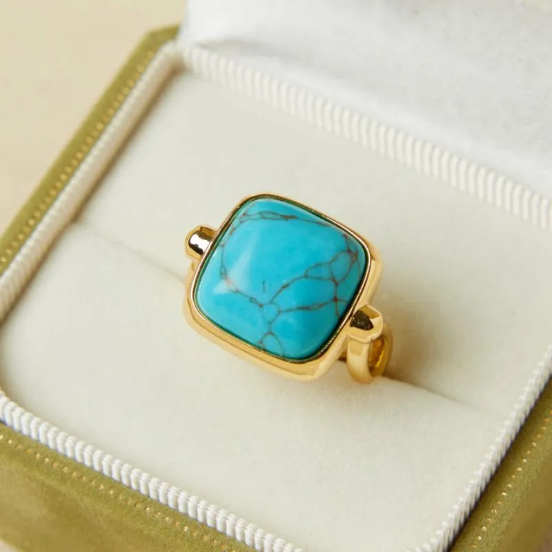Bague vintage en argent sterling turquoise imitation sculptée