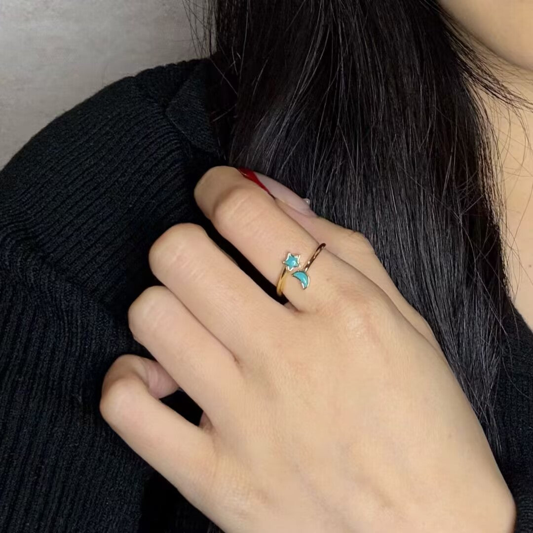 Turquoise Ring “Celestial Balance” Gold-Plated Silver