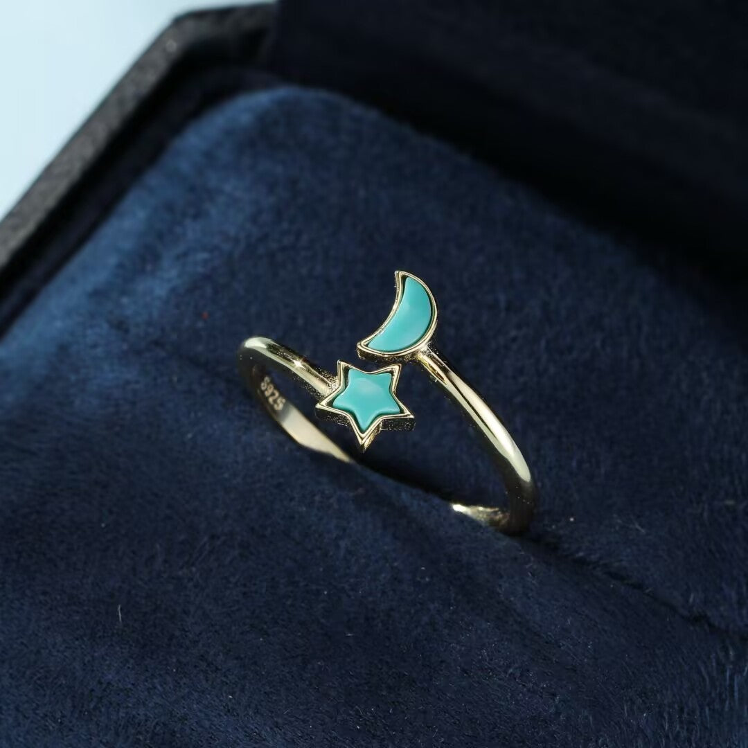 Turquoise Ring “Celestial Balance” Gold-Plated Silver