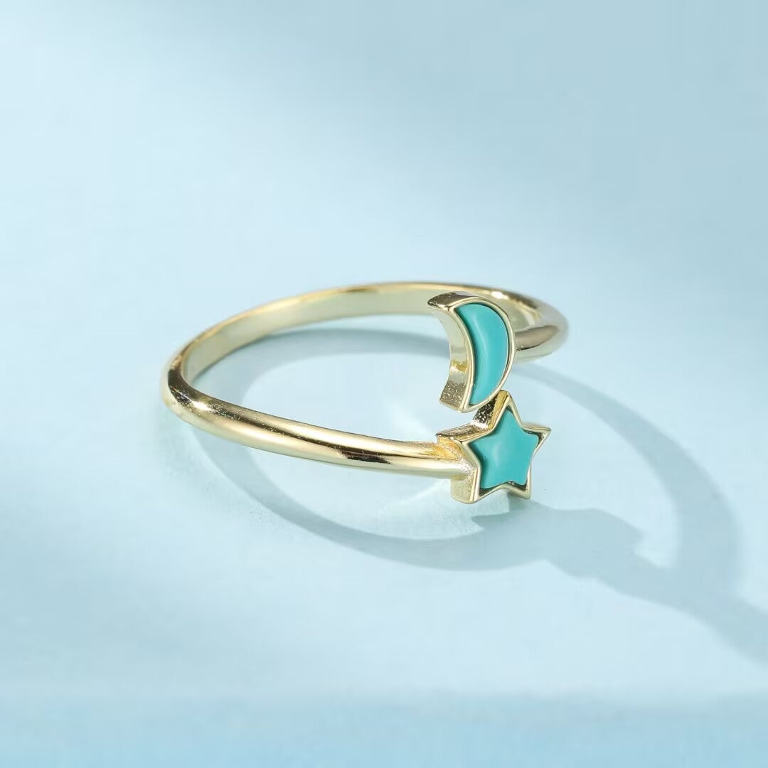 Turquoise Ring “Celestial Balance” Gold-Plated Silver