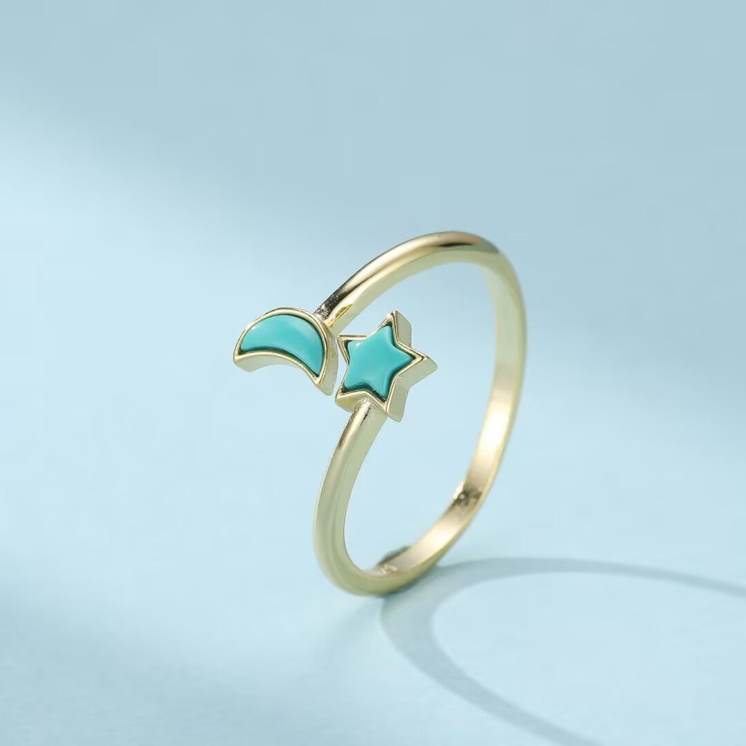 Turquoise Ring “Celestial Balance” Gold-Plated Silver