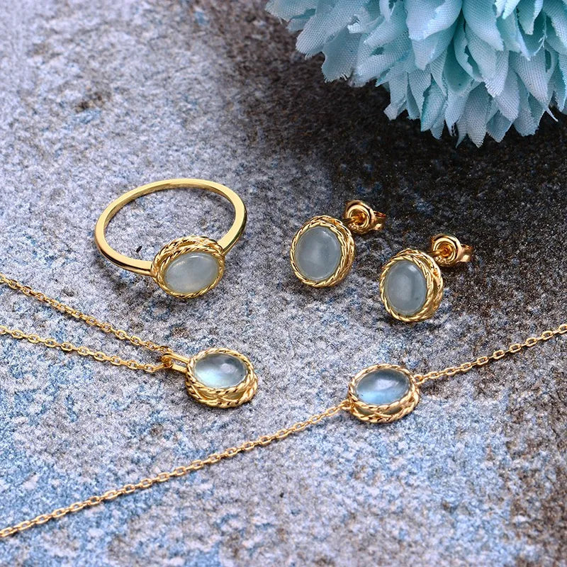 Bracelet Aigue Marine ou Labradorite "Charme Marin" Argent Doré Or