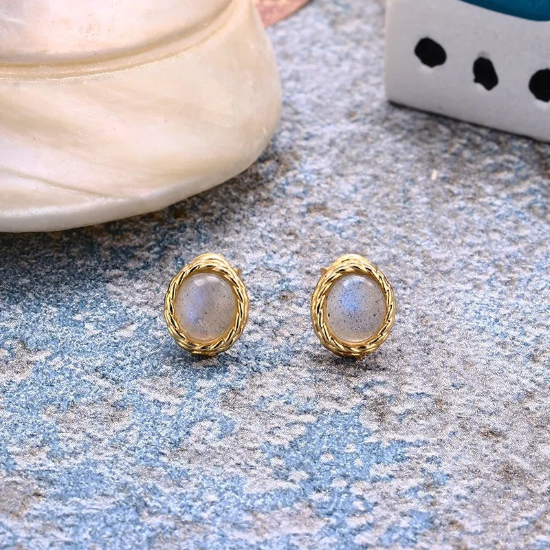 Ohrringe Aquamarin oder Labradorit "Maritimer Charme" Vergoldet Silber