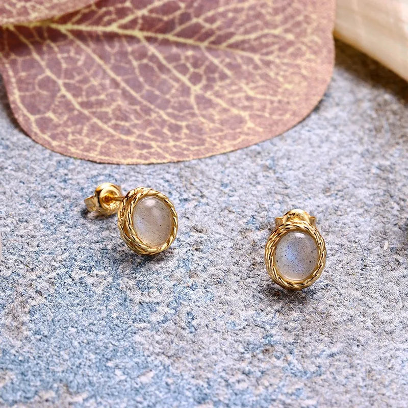 Ohrringe Aquamarin oder Labradorit "Maritimer Charme" Vergoldet Silber