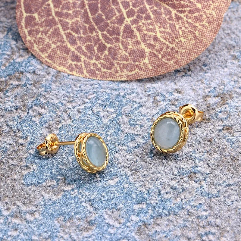 Ohrringe Aquamarin oder Labradorit "Maritimer Charme" Vergoldet Silber