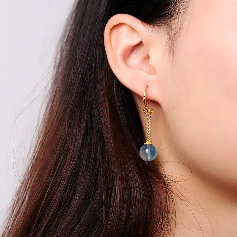 Aquamarin Ohrringe "Goldener Ozean" Vergoldet Silber