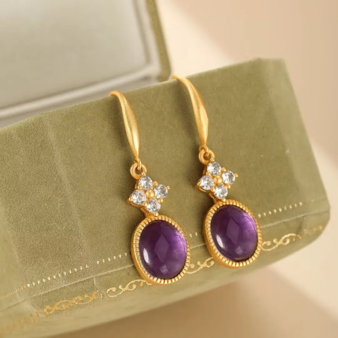 Amethyst Earrings "Timeless Elegance" Gold-Plated Silver