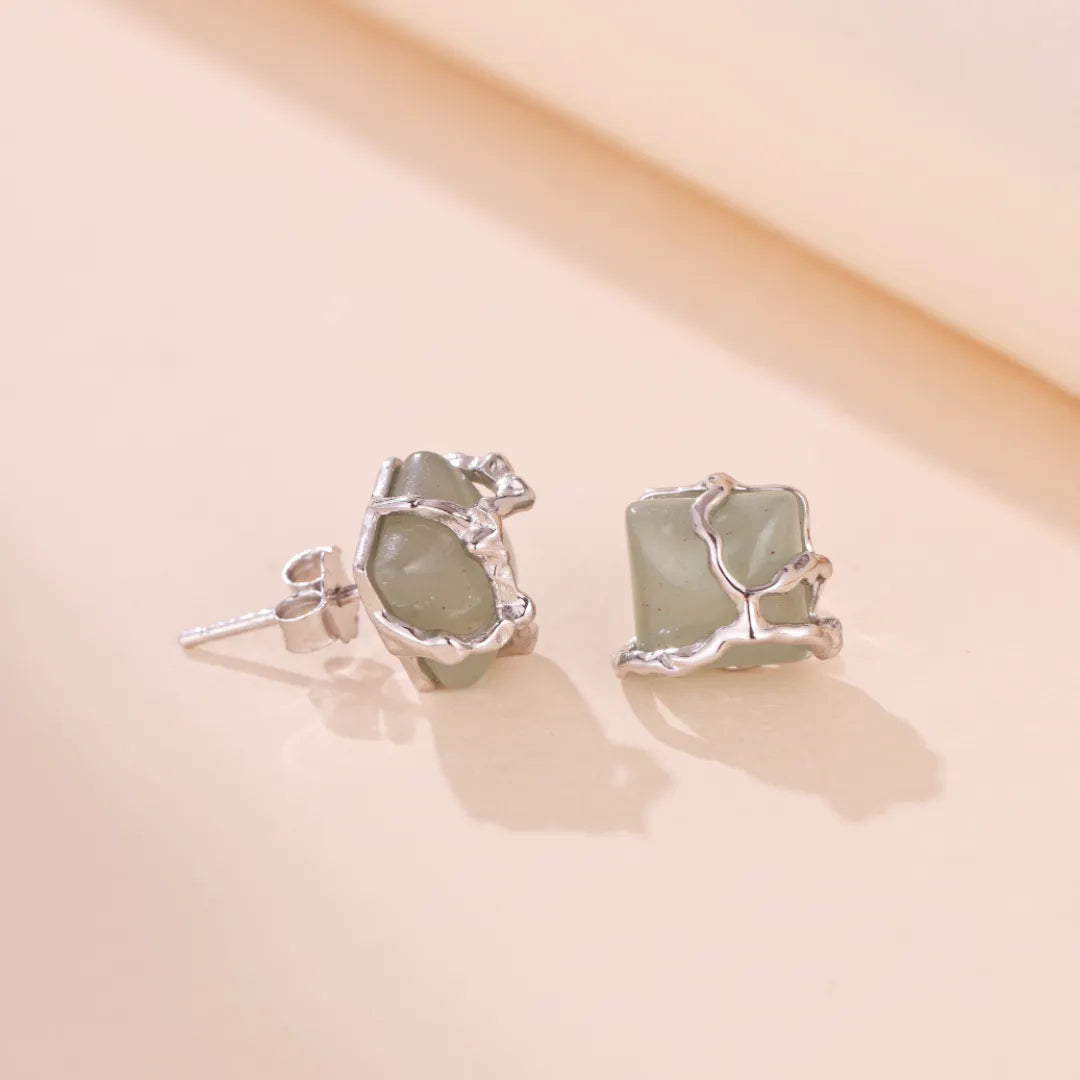 Ohrringe Aventurin "Natur Umarmt" Silber