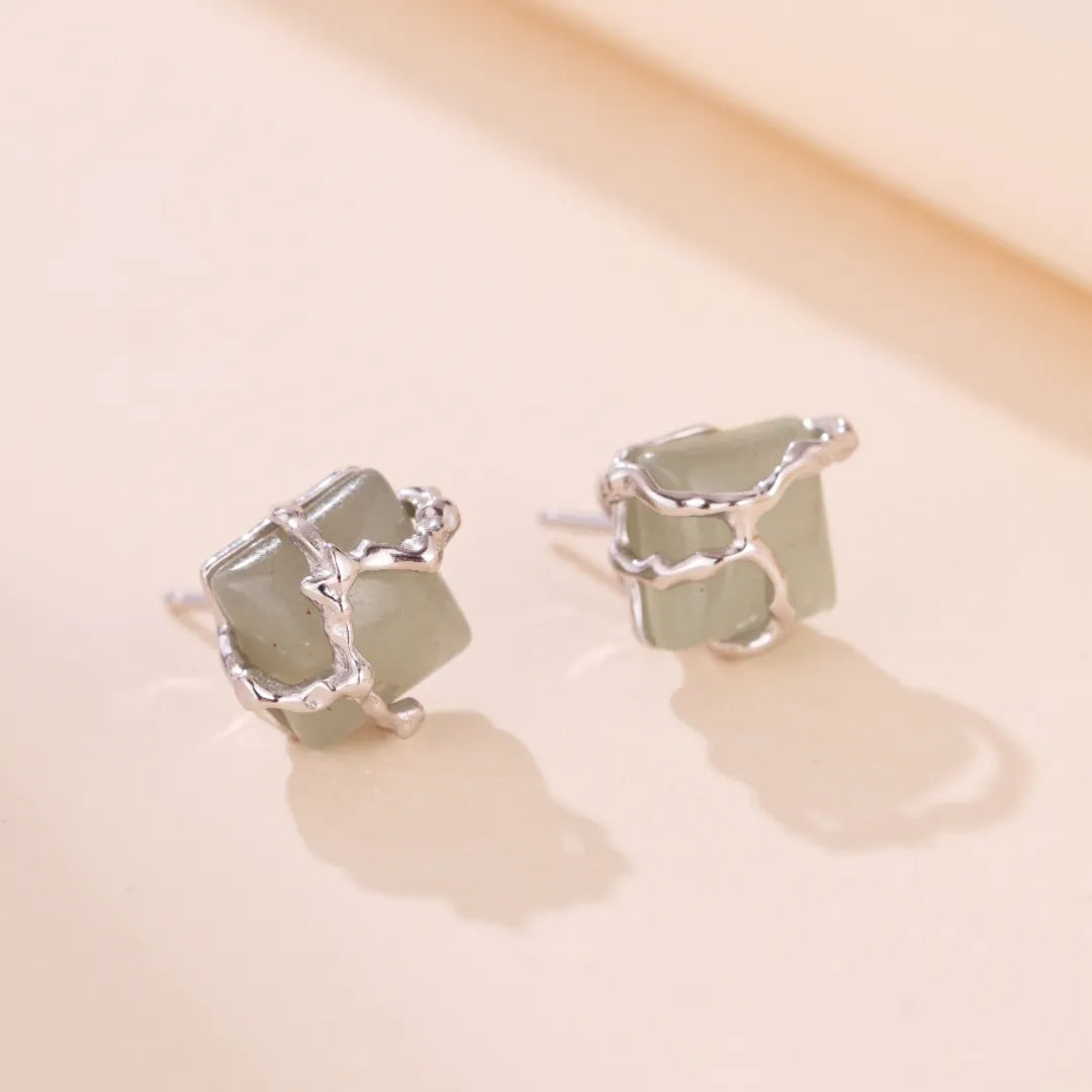 Ohrringe Aventurin "Natur Umarmt" Silber