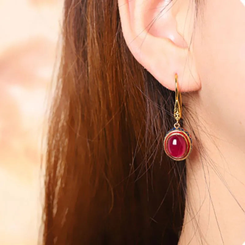 Carnelian Earrings "Splendor" Gold-Plated Silver
